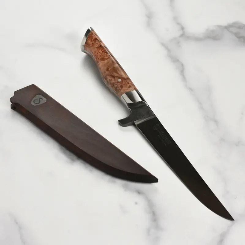 Steelport Carbon Steel 6-Inch Boning Knife With Oregon Maple Magnetic Sheath 1