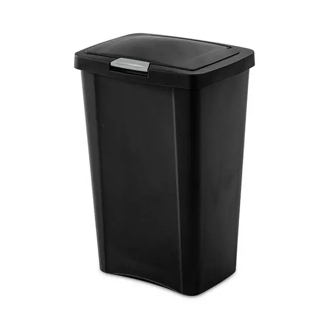 Sterilite 13-Gallon Touch-Top Wastebasket With Quiet-Close Lid 1