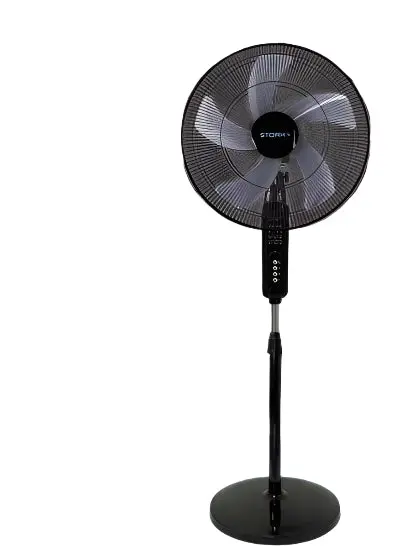 Stork 20" Remote-Controlled Stand Fan – 3-Speed, 5-Blade, 70W, Matte Black Housing 1