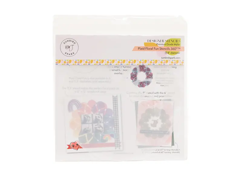 Sunbird Spark Plaid Floral Fun 360° Rotating Stencil Set – 11.5 Inch Diameter 1