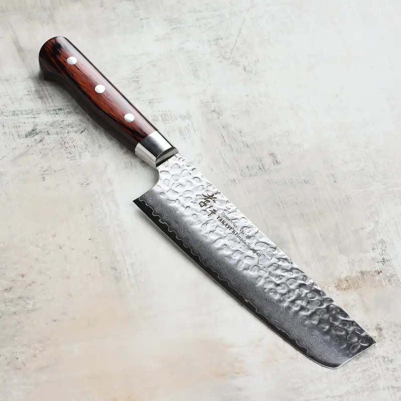 Takayuki Hammered Damascus Nakiri – 6.3 Inch Traditional Japanese Vegetable Knife 1