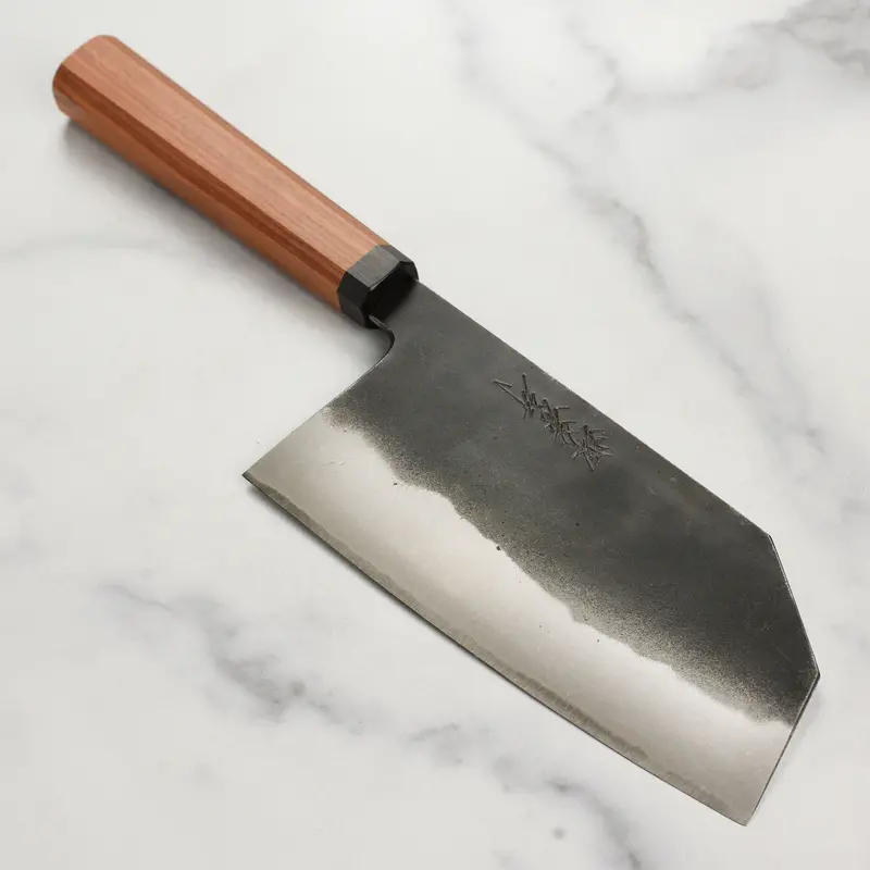 Takayuki Tokujo Shirogami #2 Kurouchi 7-Inch Tall Bunka Knife – Hand-Forged Japanese Chef Knife 1