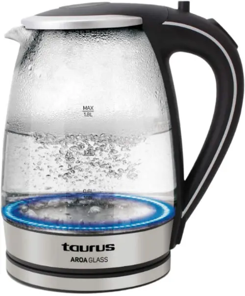 Taurus Aroa Glass Kettle – 1.8L Capacity, 2200W Rapid Boil, Stainless Steel Base 1
