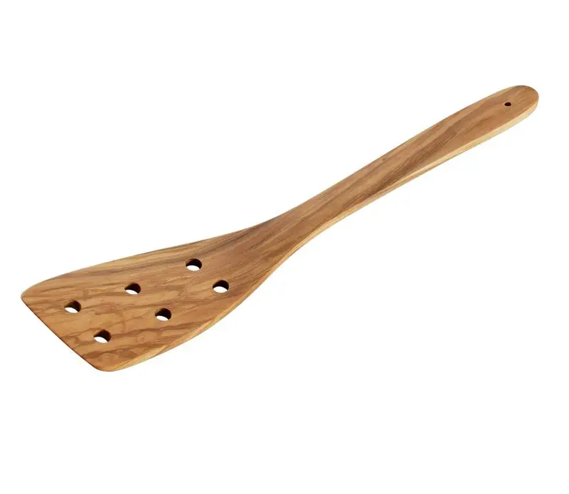 Toscana Perforated Turner – 30 Cm Olive Wood Kitchen Tool 1