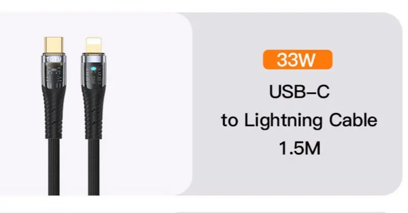 Totu Transparent Braided Usb-C To Lightning Cable – Durable & Tangle-Free, Black 1