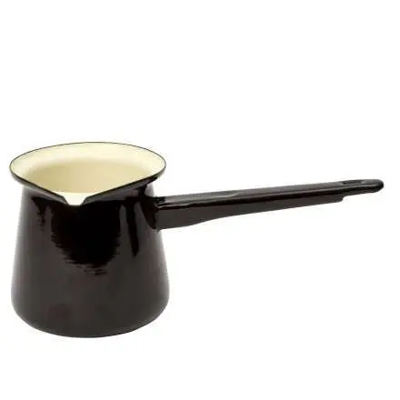 Traditional Turkish Coffee Pot – 0.4L Enamel-Coated Brass Stovetop Cezve For Authentic Brews 1