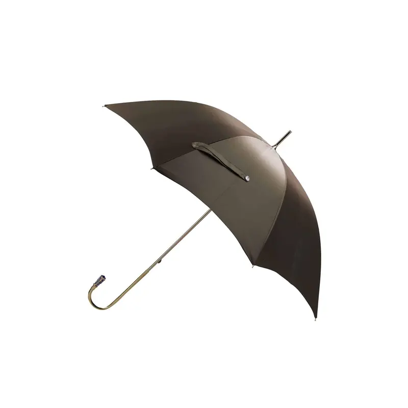 Two-Tone Spring Camellia Print Umbrella Featuring Decorative Jewel Handle 1