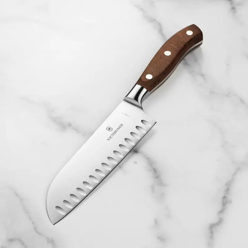 Victorinox Grand Maître Wood 7-Inch Hollow-Edge Santoku Knife 1