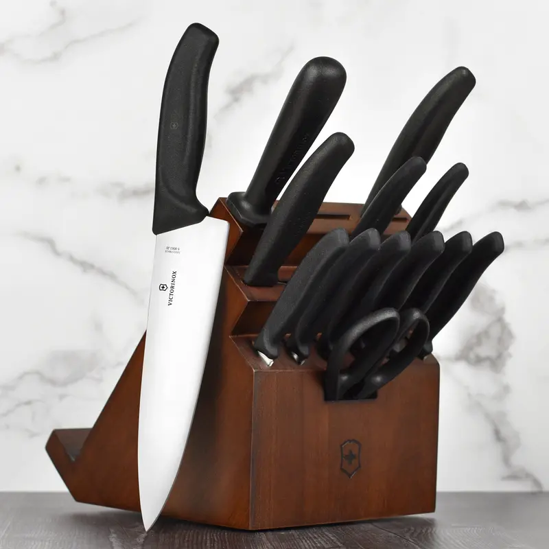 Victorinox Swiss Classic 14-Piece Walnut Swivel Knife Block Set 1