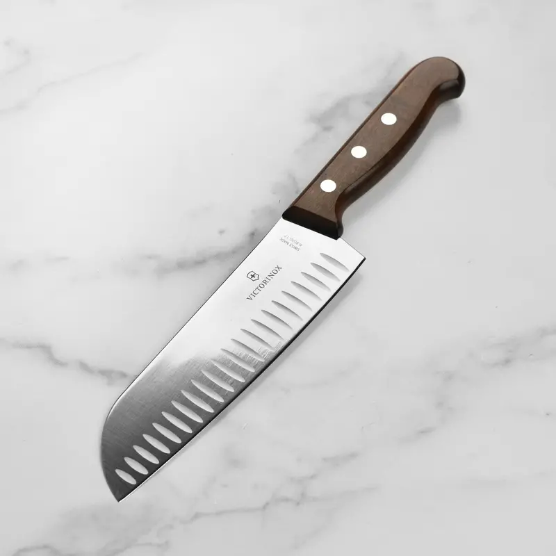 Victorinox Wood 7-Inch Hollow-Edge Santoku Knife 1