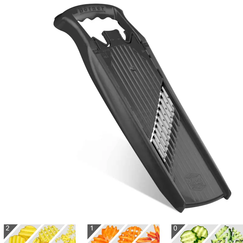 Waffle-Cut Vegetable Slicer – Power Line Wave Blade Knife (Grey) 1