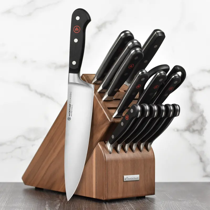 Wusthof Classic 16-Piece Walnut Knife Block Set With Forged Steak Knives 1
