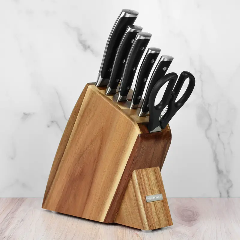 Wusthof Classic Ikon 7-Piece Slim Acacia Knife Block Set 1