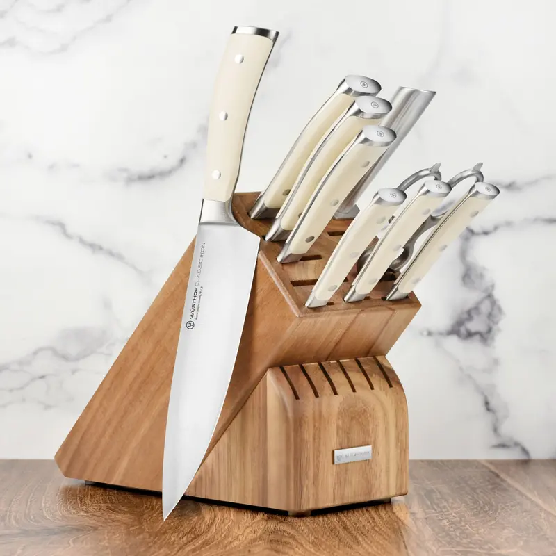 Wusthof Classic Ikon Creme 10-Piece Acacia Knife Block Set 1