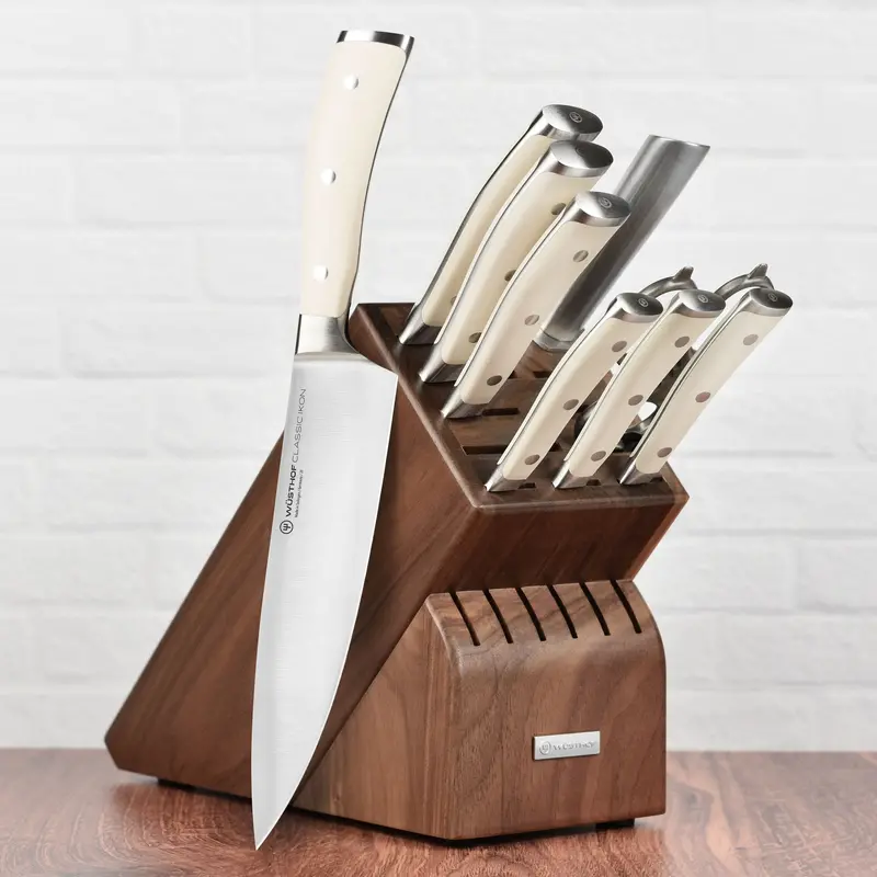 Wusthof Classic Ikon Creme 10-Piece Walnut Knife Block Set 1