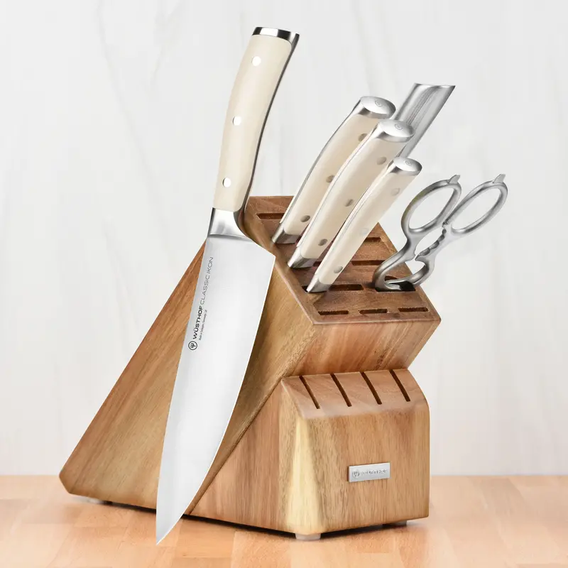 Wusthof Classic Ikon Creme 7-Piece Acacia Knife Block Set 1