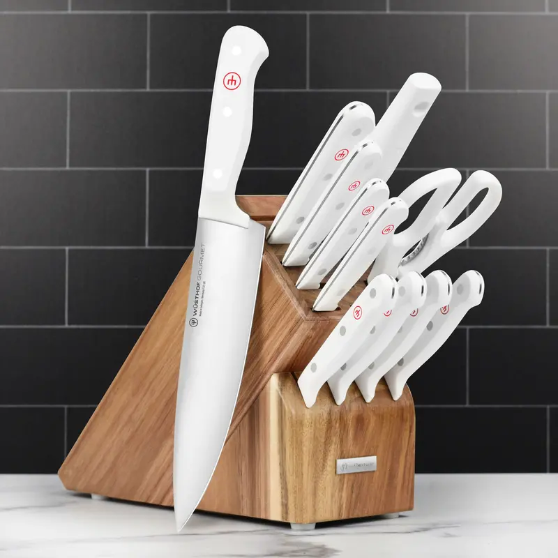 Wüsthof Gourmet 12-Piece Knife Block Set – Matte White Handles 1