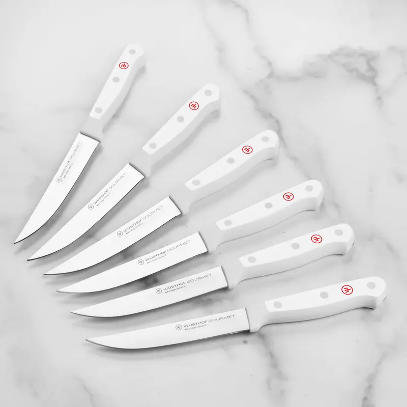 Wüsthof Gourmet 6-Piece Steak Knife Set – Ergonomic White Handles 1