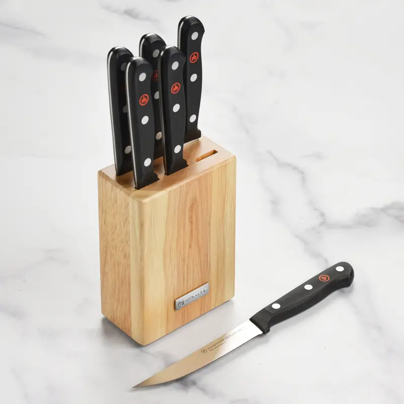 Wüsthof Gourmet 6-Piece Steak Knife Set With Wood Block 1