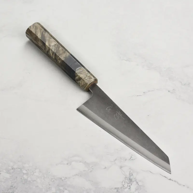 Yoshikane Honesuki Knife – 5.9" Shirogami #2 Kurouchi, Stainless-Clad, Birch Handle 1