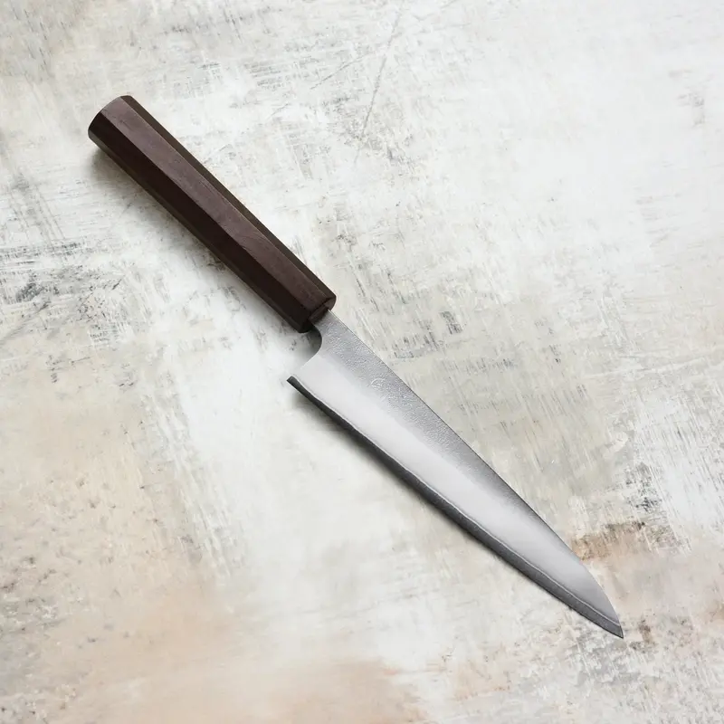 Yoshikane Shirogami #2 Petty Knife – 5.9 Inch Nashiji-Finished Stainless-Clad Blade 1