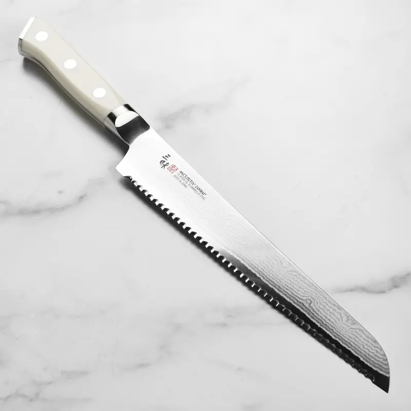 Zanmai Classic Damascus Bread Knife – 9" Corian Handle 1