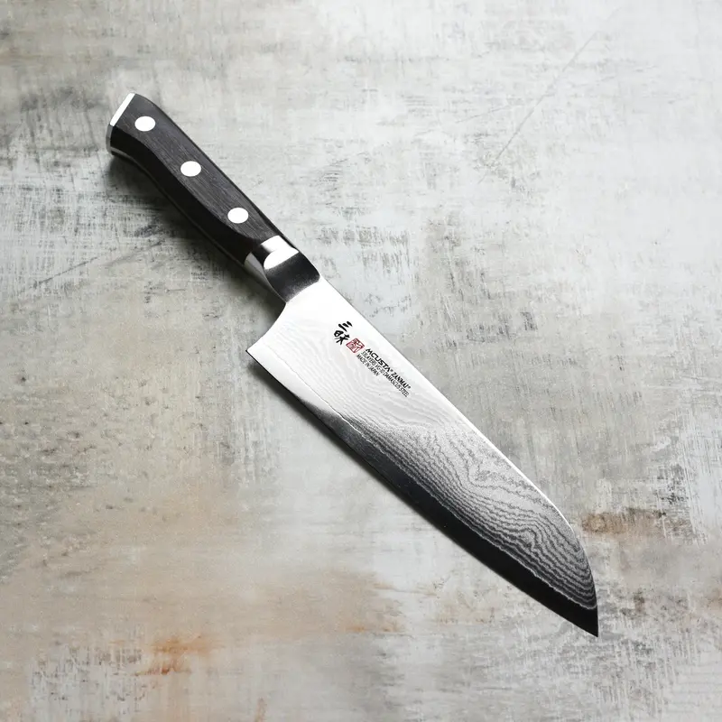 Zanmai Classic Damascus Santoku Knife – 7" Ironwood Handle 1
